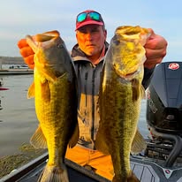Two big largemouth in boat